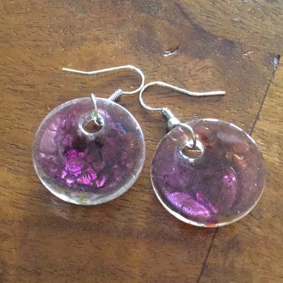 Colorful Handmade Disc Earrings - Picture 3 of 3